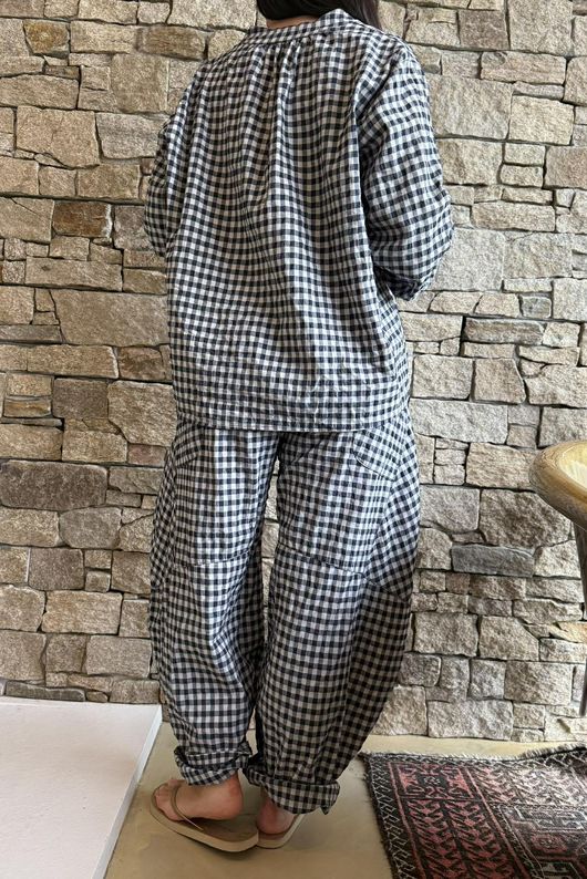 Nonni Gingham Nero Blouse Navy